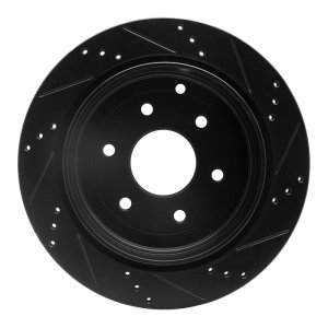 Infiniti QX56 Brake Rotor (1) - Rear Left - R1 Concepts - Drilled & Slotted - Black - `10-`24